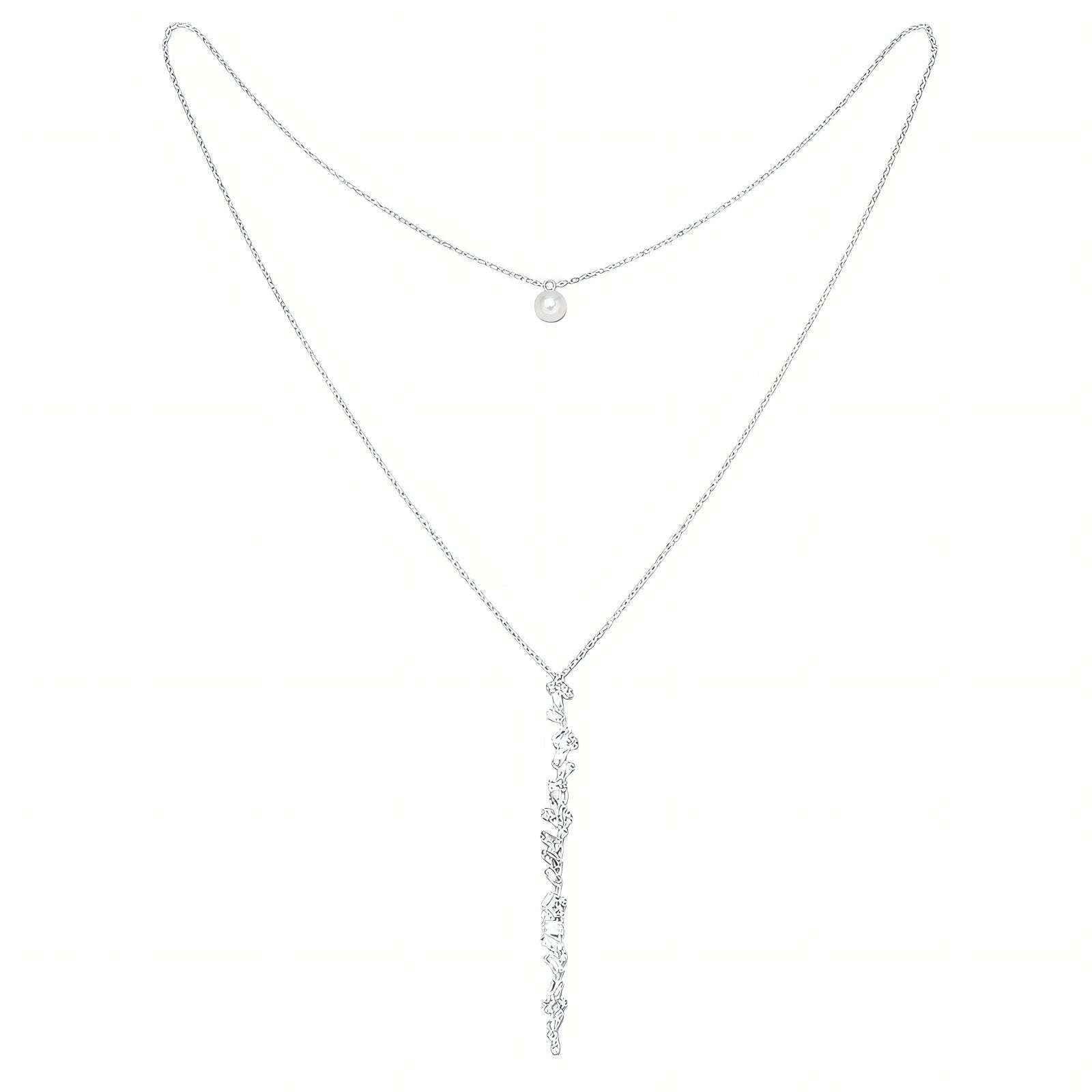 Collier de dos pour femme, avec zircon et cuivre, en argent 925