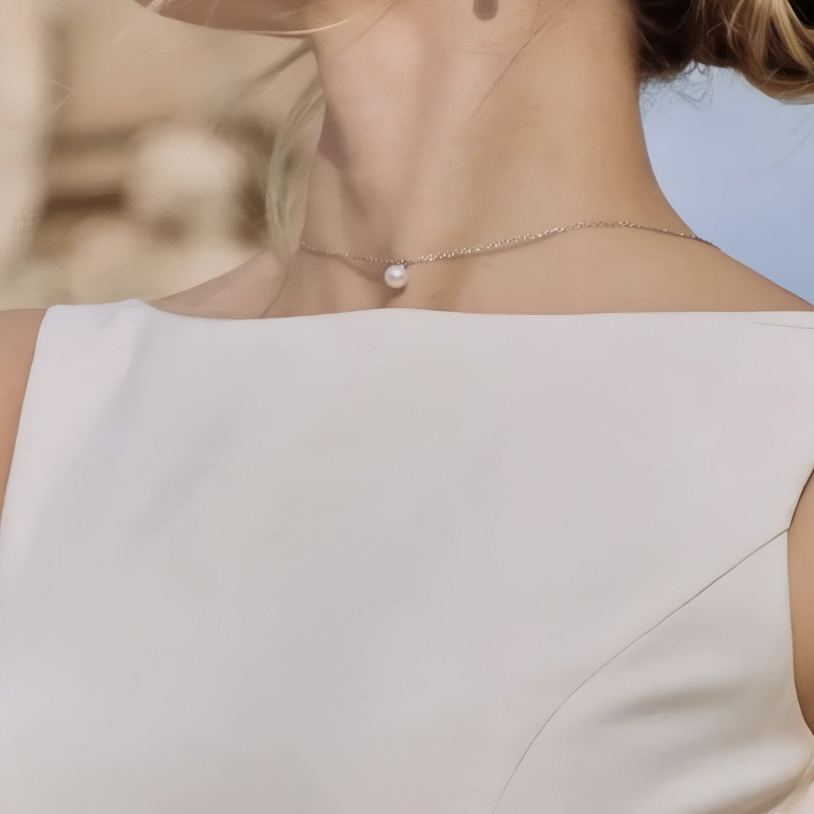 Collier de dos pour femme, avec zircon et cuivre, en argent 925