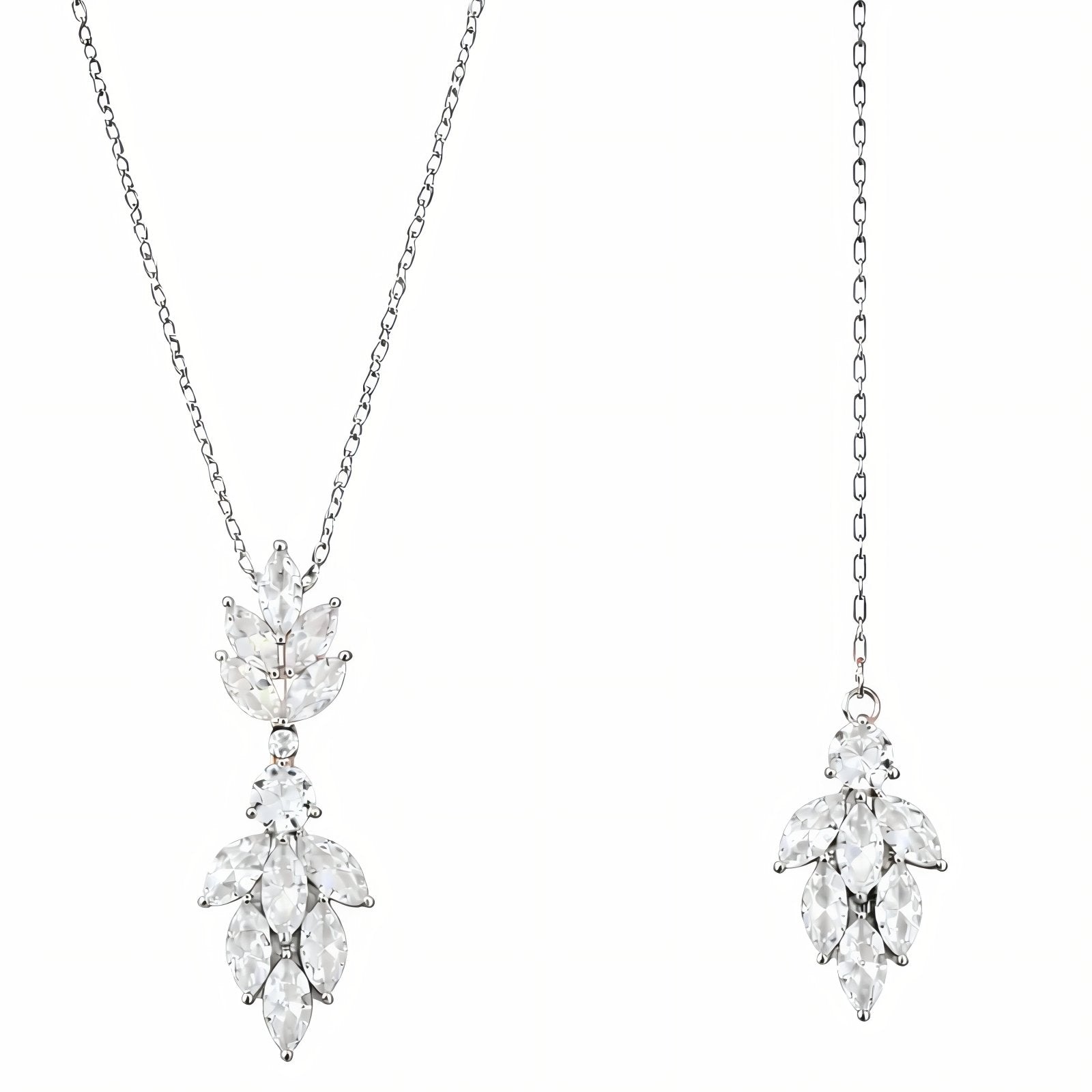 Collier de dos pour femme, avec zircon scintillant, en alliage métallique, style mariage et cérémonie