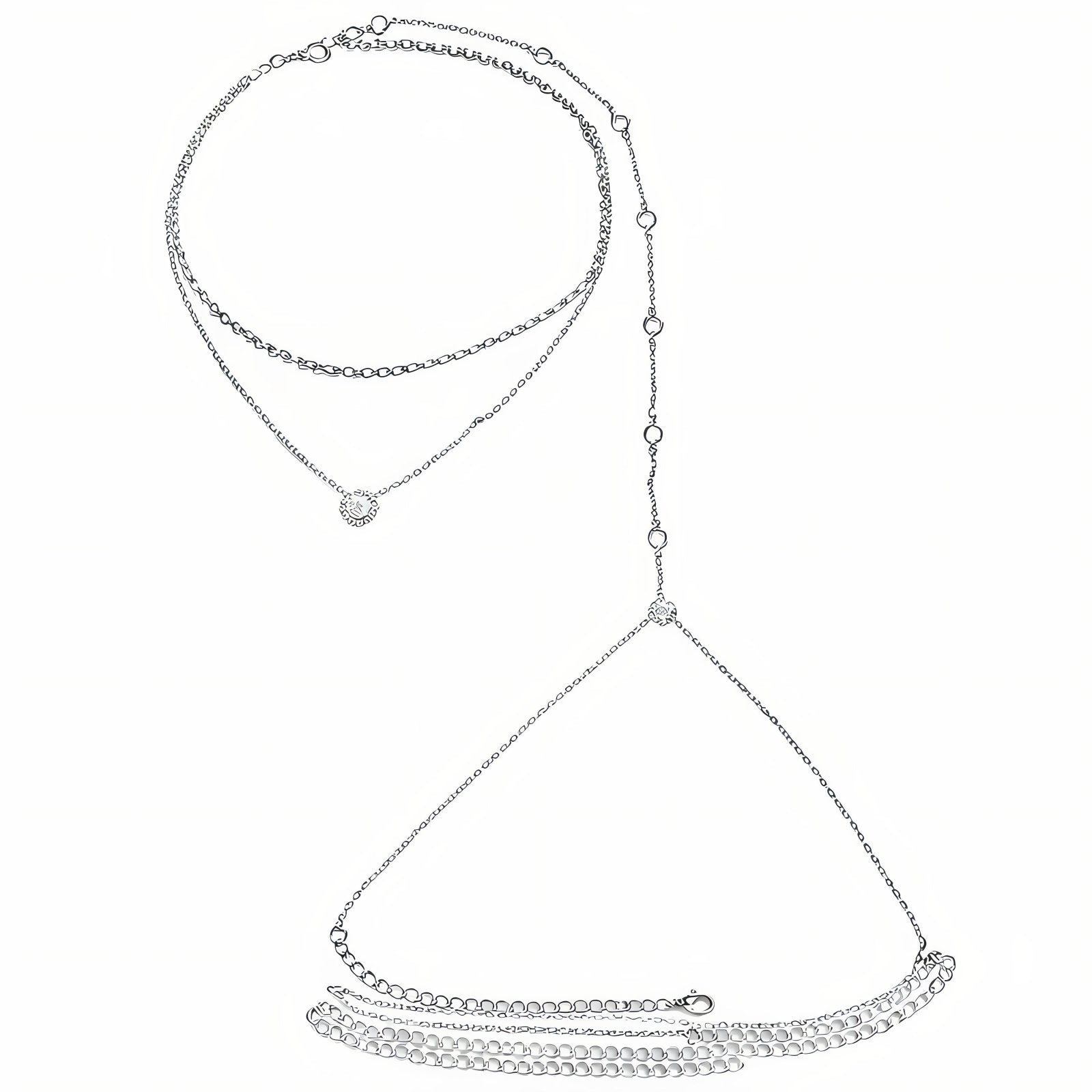 Collier de dos pour femme, double chaîne, avec zircon et cristal, en alliage métallique