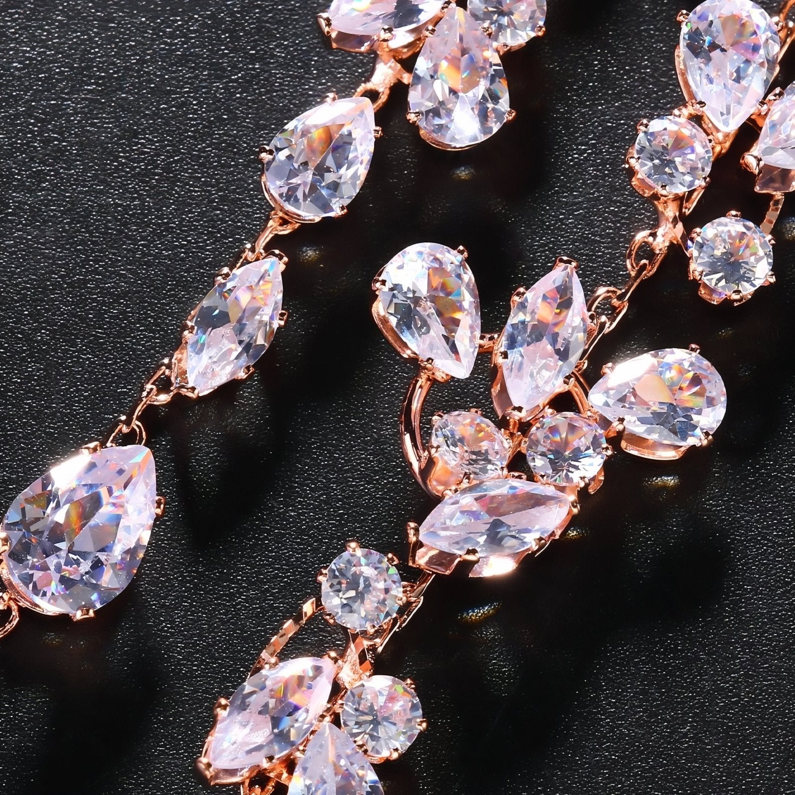 Collier de dos pour femme, orné de feuilles en zircon, alliage métallique