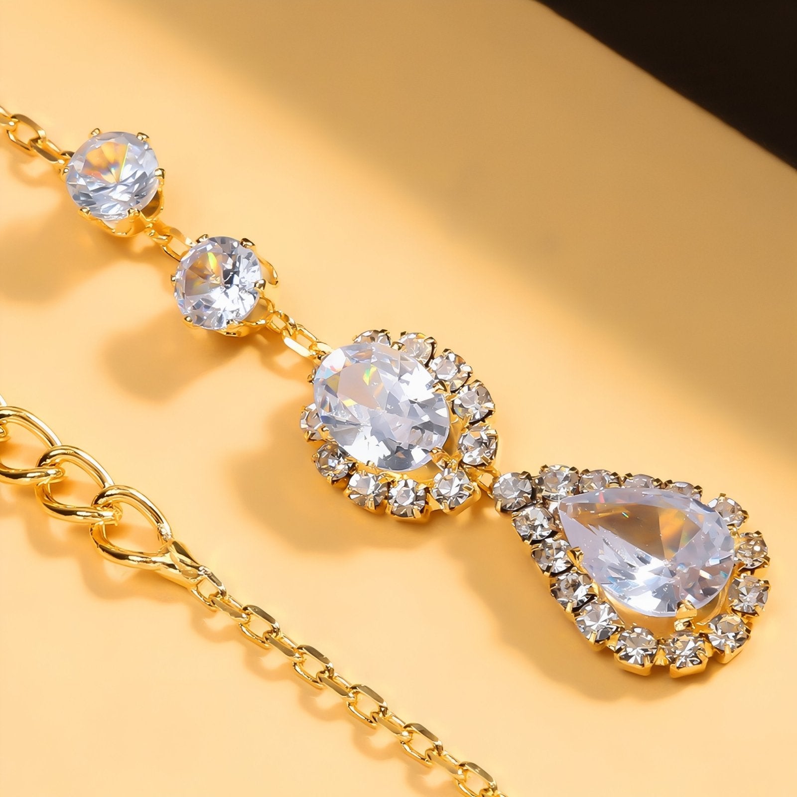 Collier de dos raffiné pour femme, avec cristal, en alliage métallique