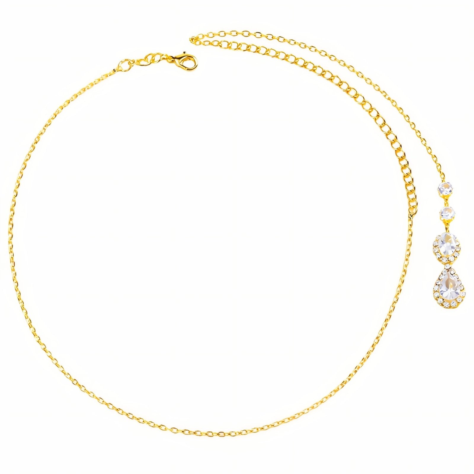 Collier de dos raffiné pour femme, avec cristal, en alliage métallique