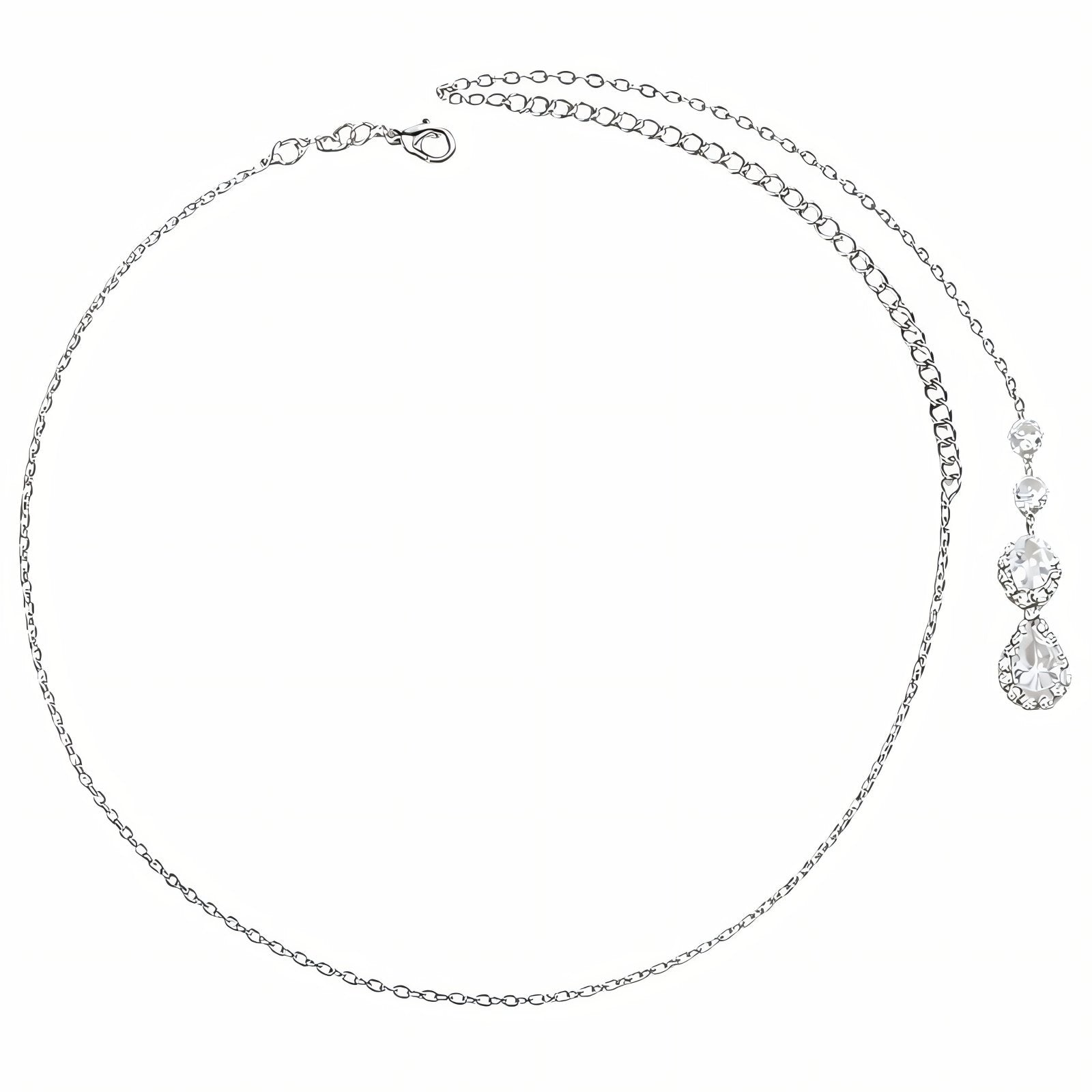 Collier de dos raffiné pour femme, avec cristal, en alliage métallique