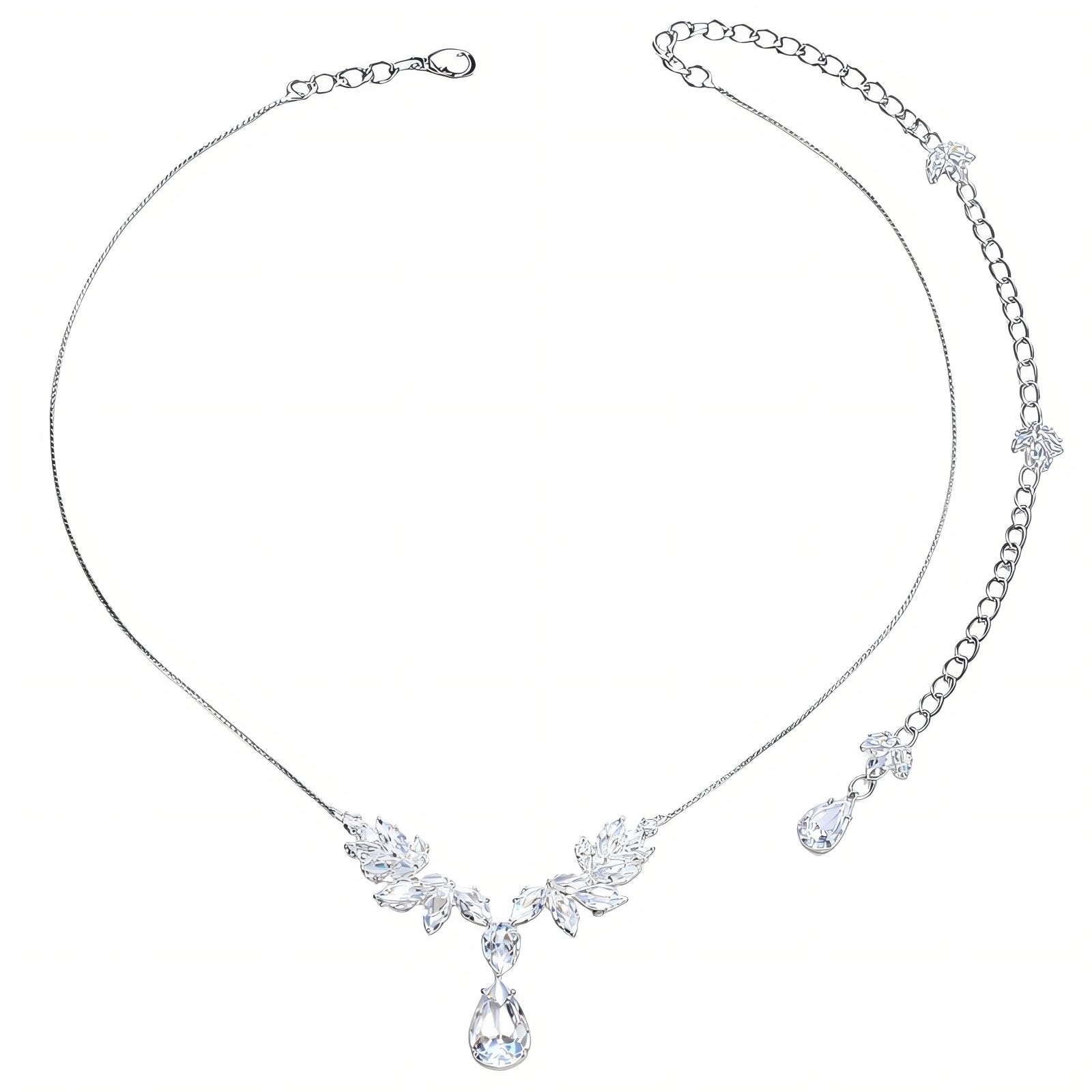 Collier de dos romantique pour femme, avec zircon en forme de feuille, en alliage métallique