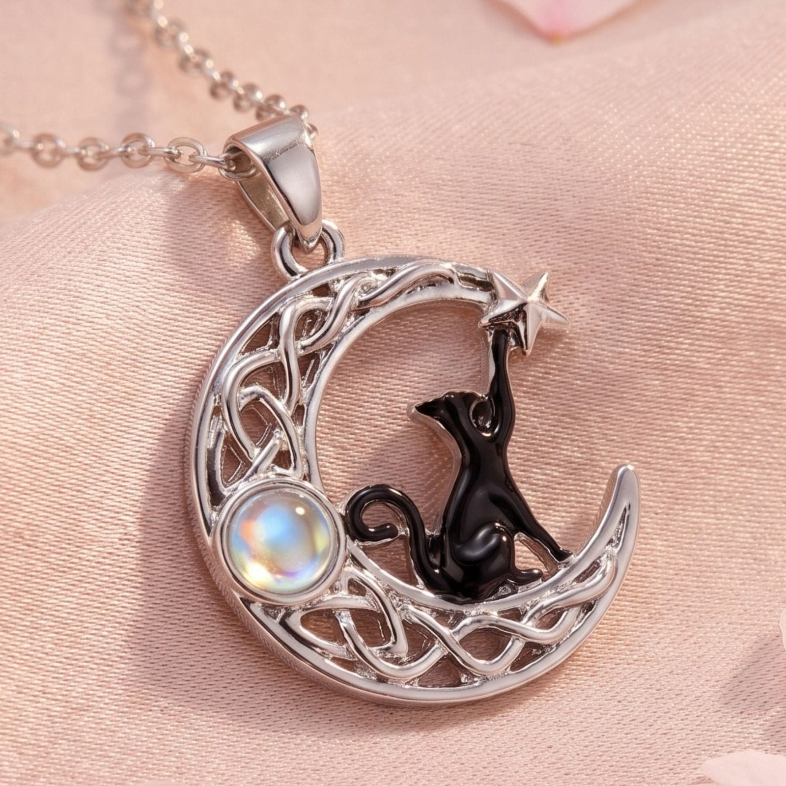 Collier de sorcière pour femme, en alliage de zinc, avec pierre opale