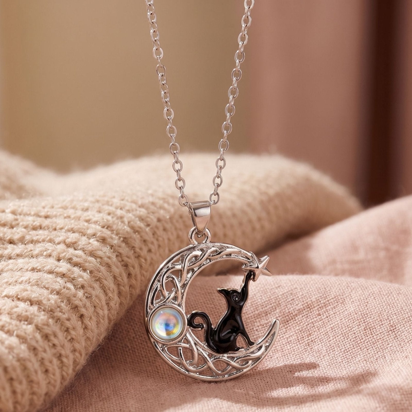 Collier de sorcière pour femme, en alliage de zinc, avec pierre opale