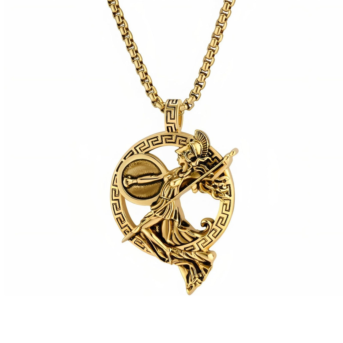 Collier déesse guerrière pour homme, en acier inoxydable, style romain