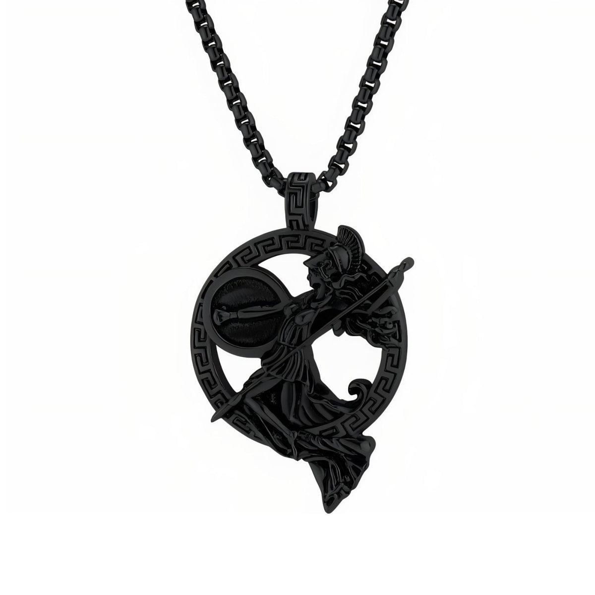 Collier déesse guerrière pour homme, en acier inoxydable, style romain