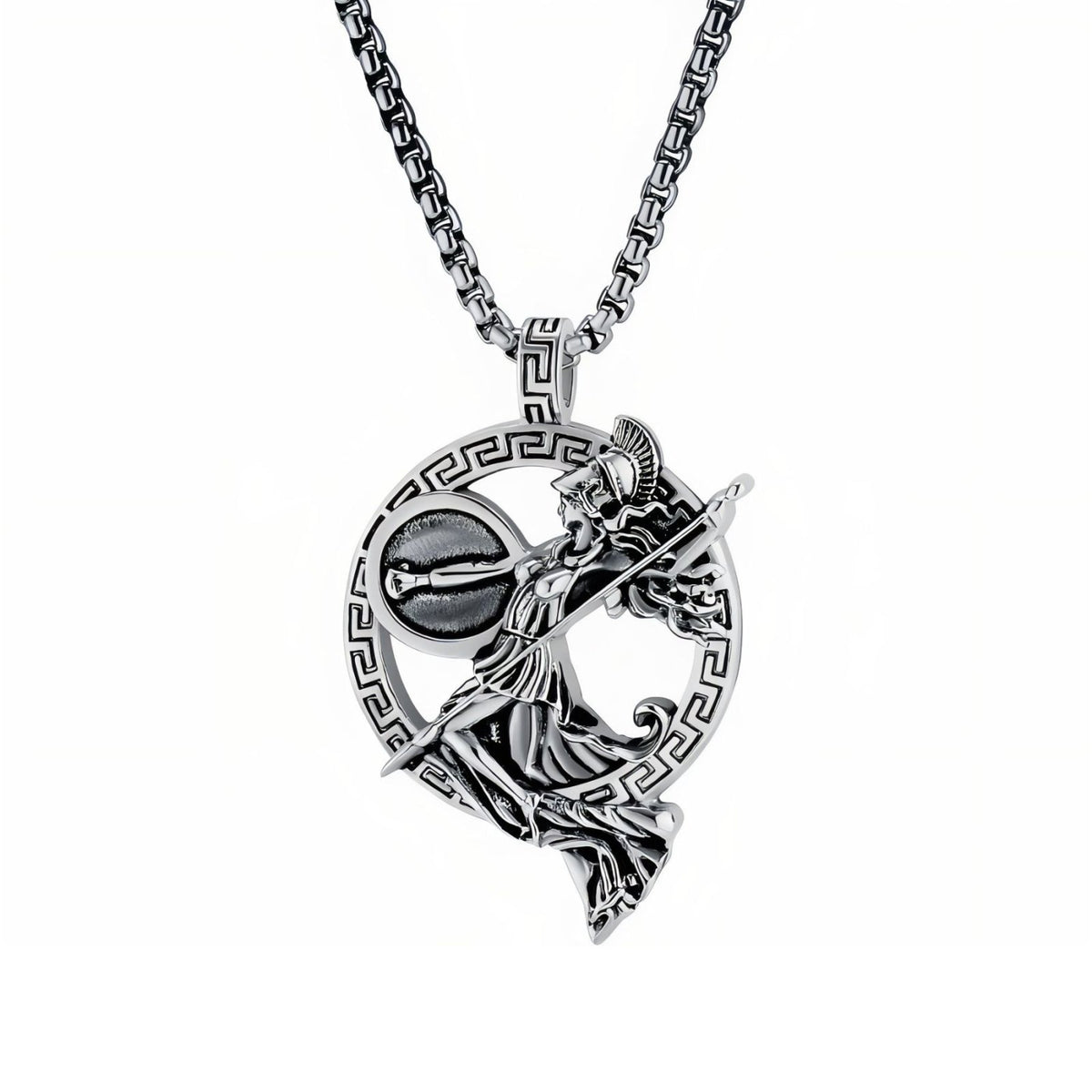Collier déesse guerrière pour homme, en acier inoxydable, style romain