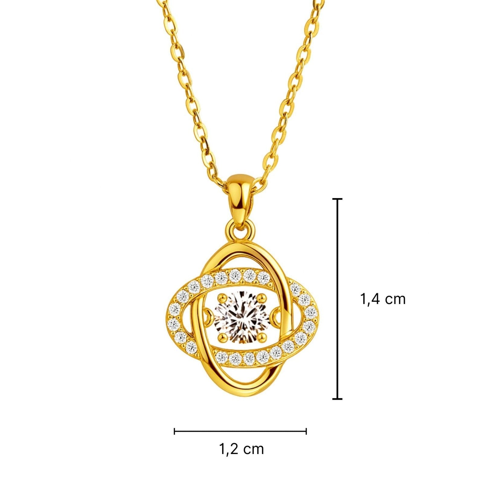 Collier design moderne en argent 925 plaqué or, orné d’un zircon scintillant, modèle Aurelia