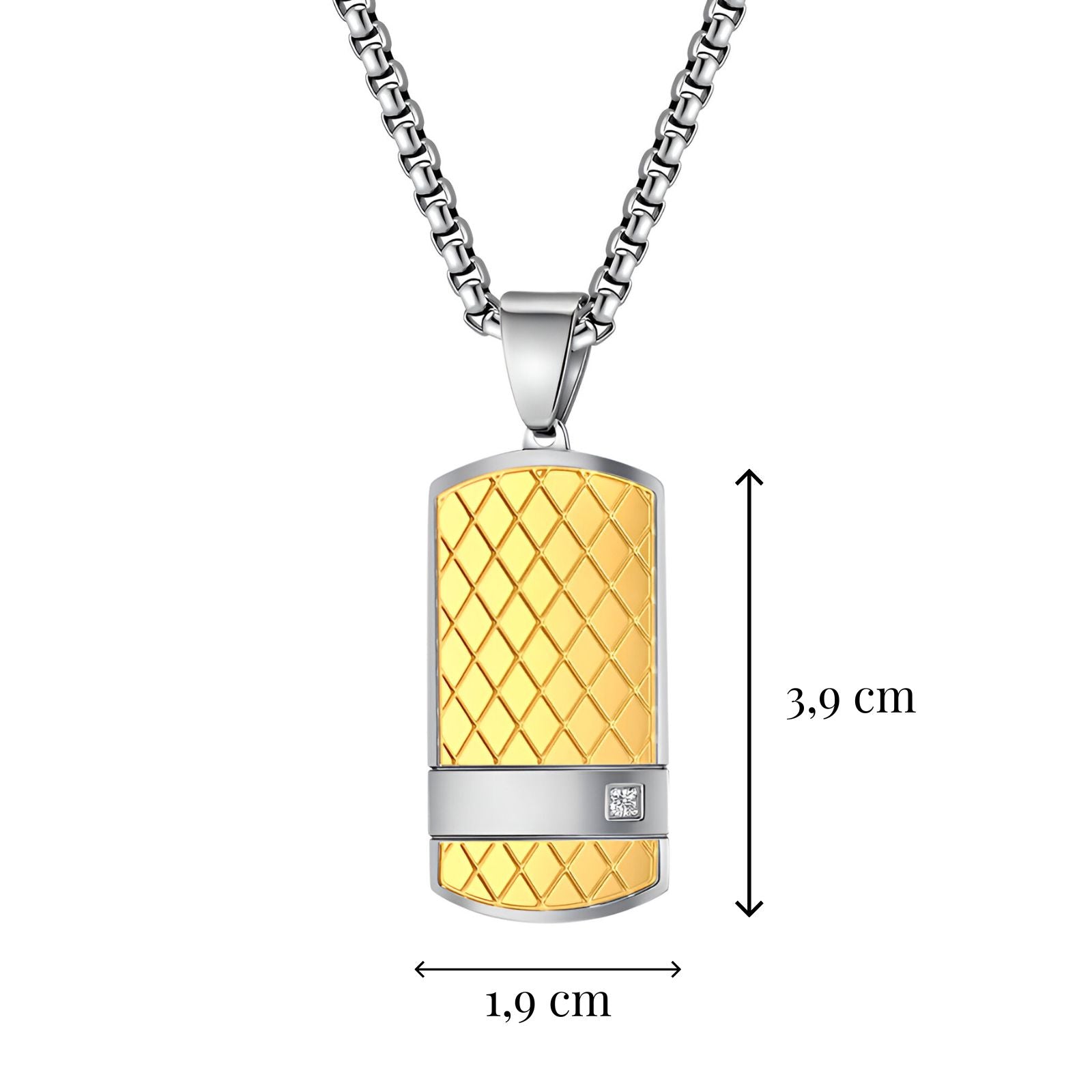 Collier design plaque militaire pour homme, acier inoxydable, finition quadrillée, modèle Viper