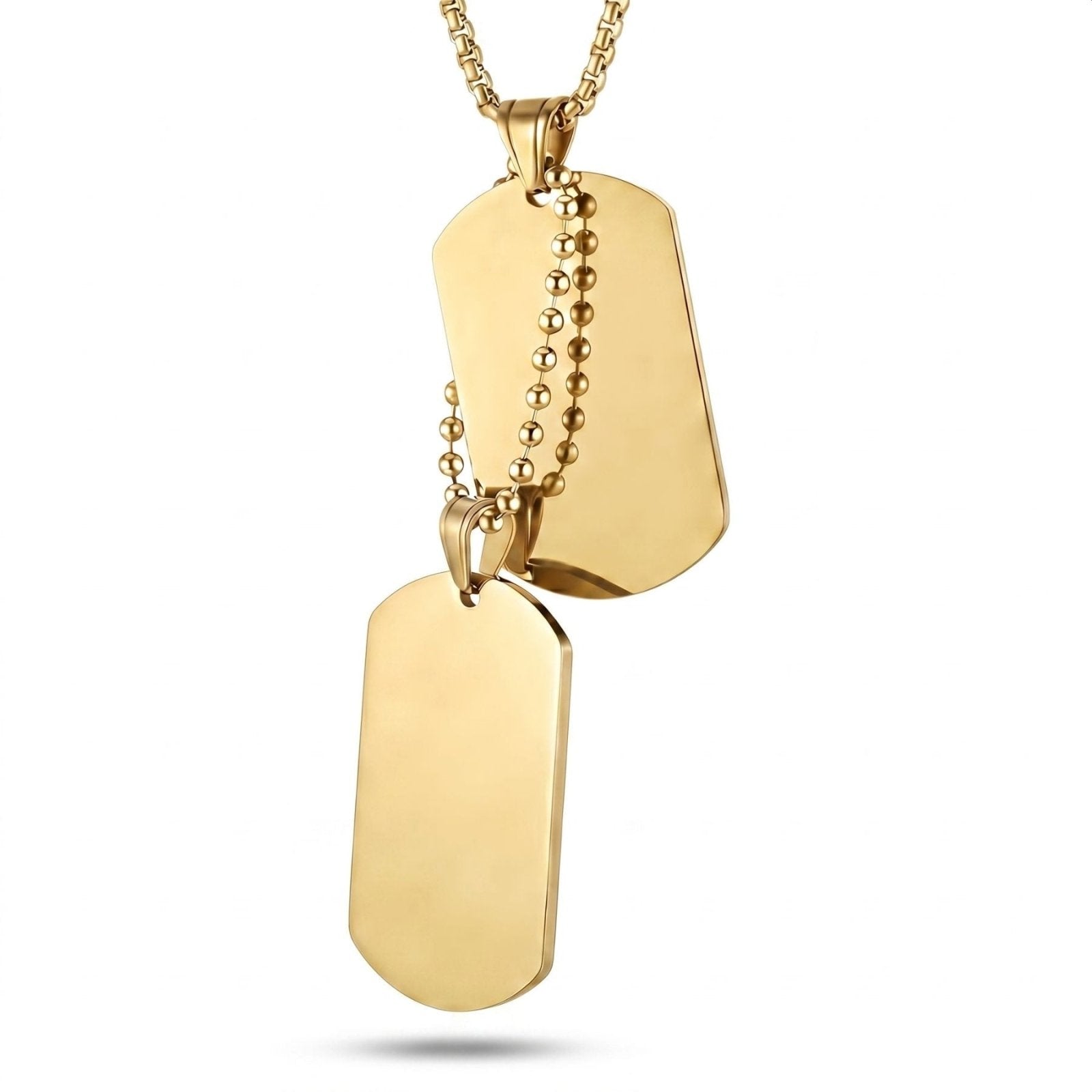 Collier dog tag pour homme, double plaque militaire, en acier inoxydable