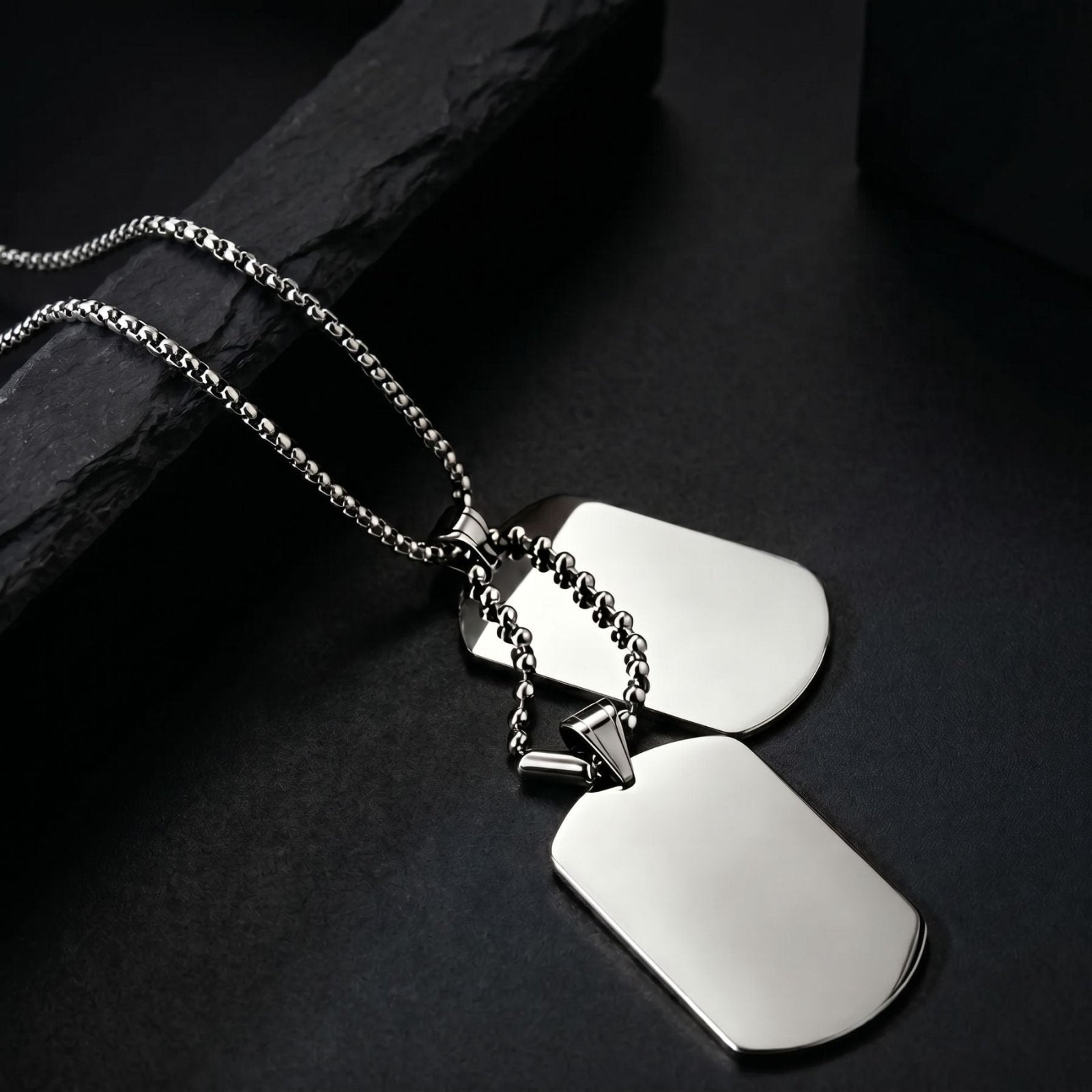 Collier dog tag pour homme, double plaque militaire, en acier inoxydable