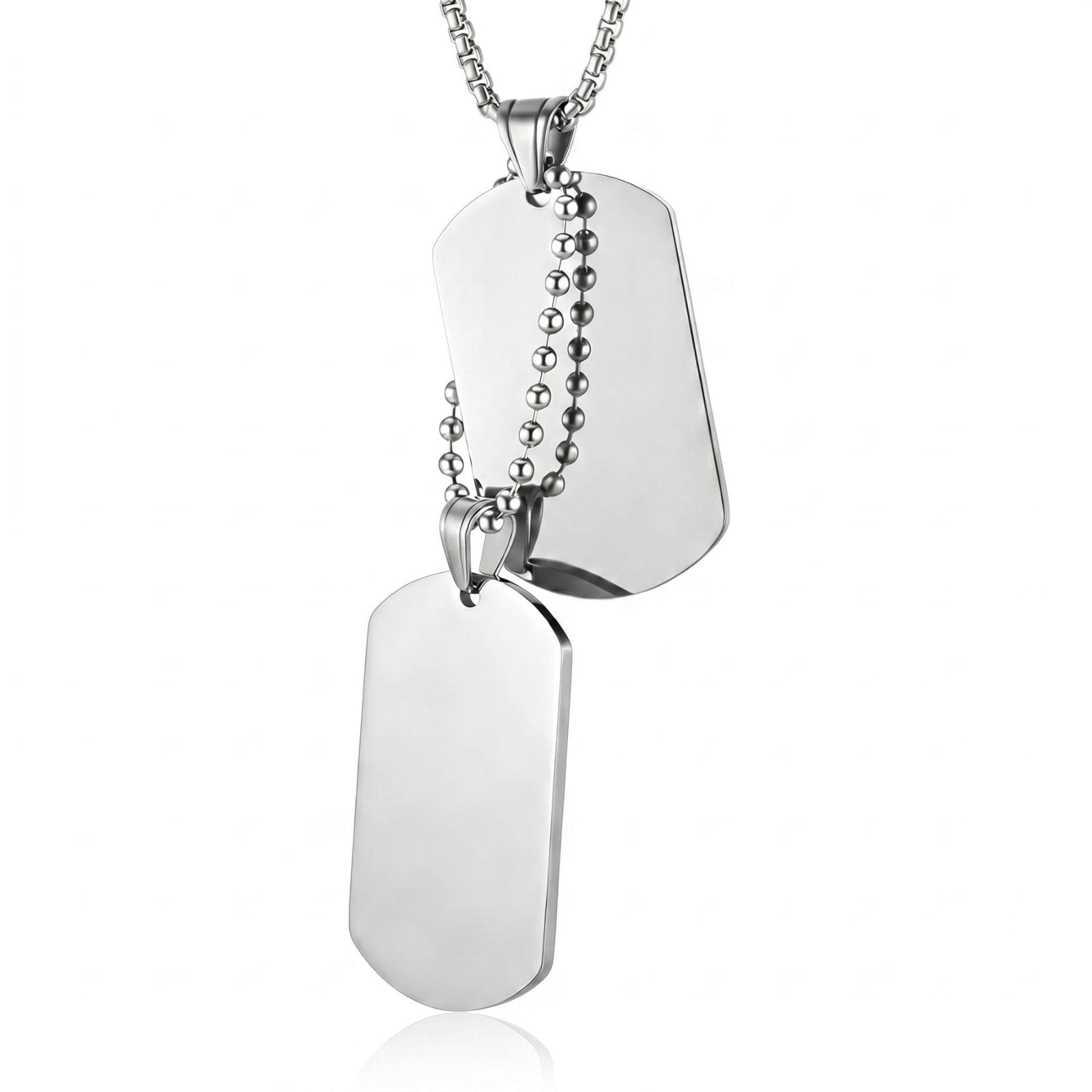 Collier dog tag pour homme, double plaque militaire, en acier inoxydable