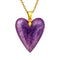 Collier doré à pendentif cœur en améthyste, fluorite ou sodalite, style élégant et féminin pour femme, modèle Sérina