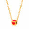 Collier doré cube cœur rouge, en acier inoxydable, maille forcat fine, modèle Cubis
