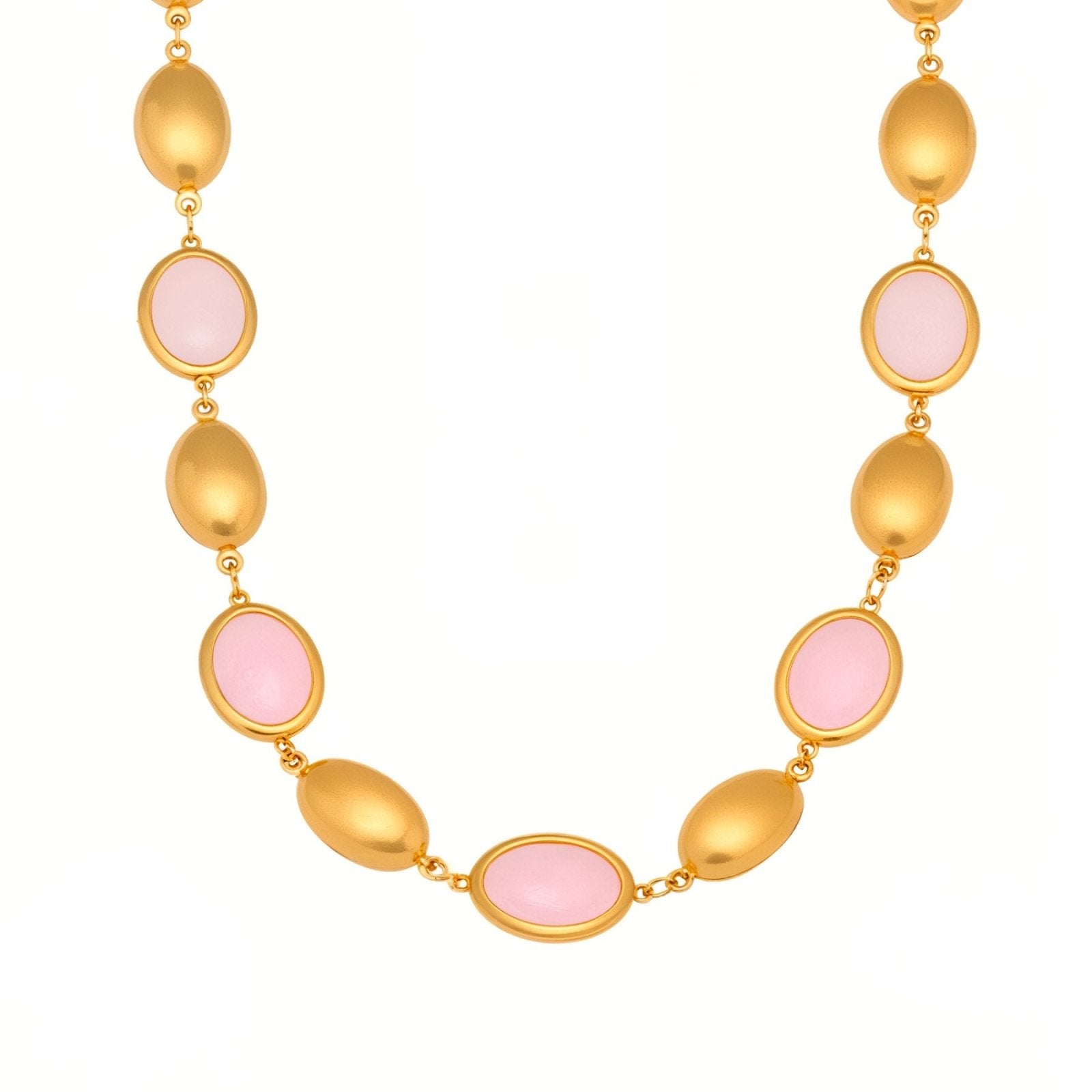 Collier doré femme, pierres ovales effet opale, acier inoxydable plaqué or 18K