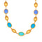 Collier doré femme, pierres ovales effet opale, acier inoxydable plaqué or 18K