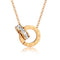 Collier double anneau entrelacé pour femme, chiffres romains et zircon, en acier inoxydable