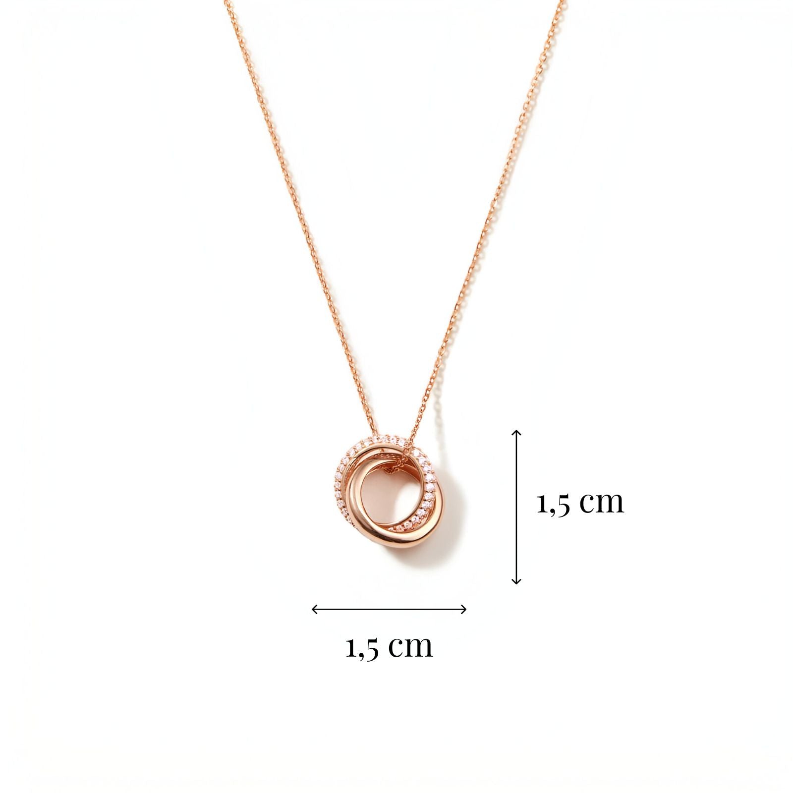 Collier double anneaux entrelacés en argent 925, style minimaliste pour femme, modèle Éternelle