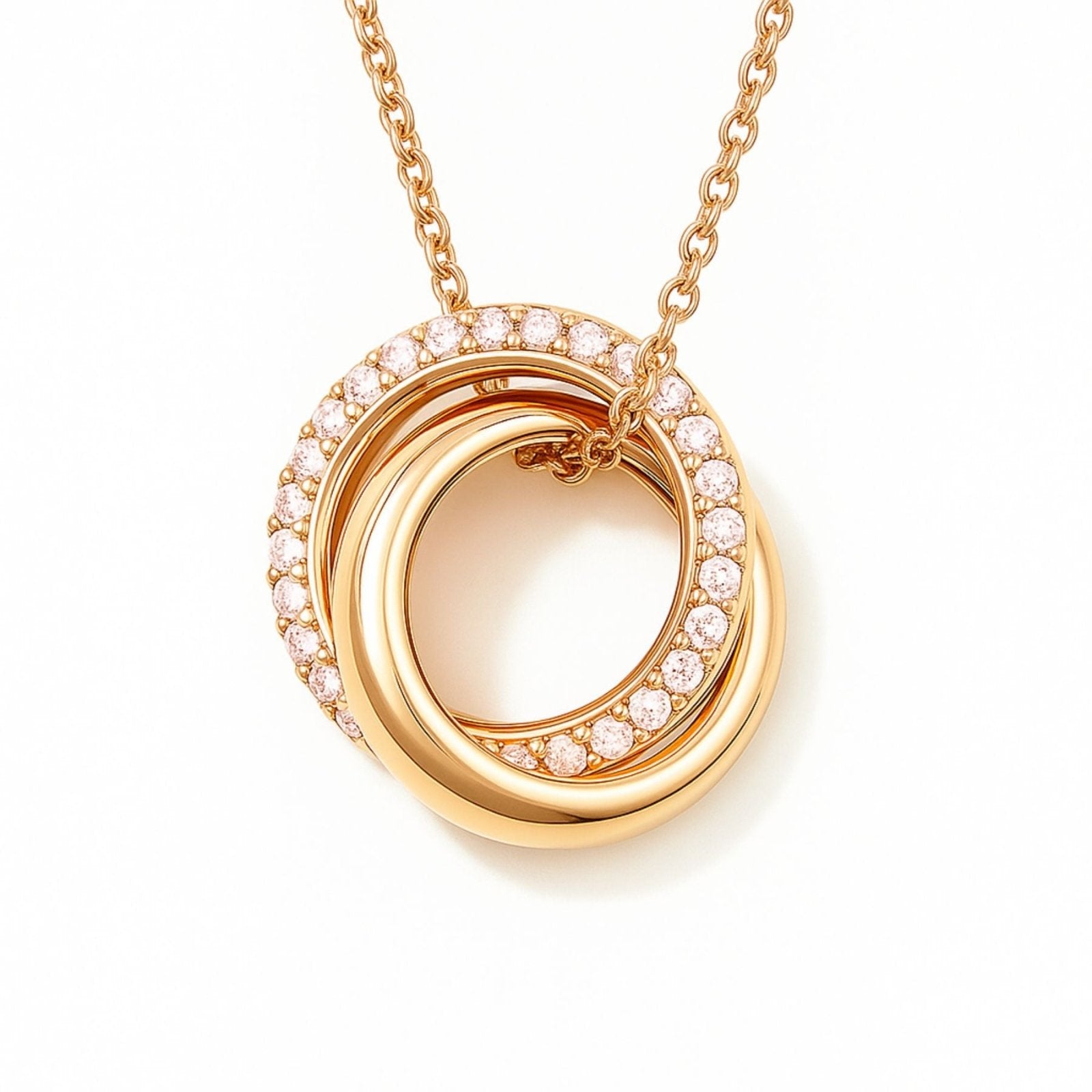 Collier double anneaux entrelacés en argent 925, style minimaliste pour femme, modèle Éternelle