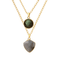 Collier double chaîne fine dorée, pendentifs en labradorite ou améthyste, style bohème, modèle Dione