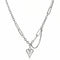 Collier double chaîne pour femme, avec pendentif cœur, en acier inoxydable