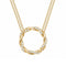 Collier double chaîne pour femme, en argent 925, avec pendentif circulaire serti de zircons
