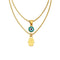 Collier double rang, œil protecteur et main de fatma, style protecteur, modèle Brooklyn