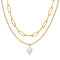 Collier double rangs pour femme, avec perle d’eau douce, en acier inoxydable, style moderne