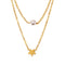 Collier double rangs pour femme, avec perle et pendentif étoile, en acier inoxydable