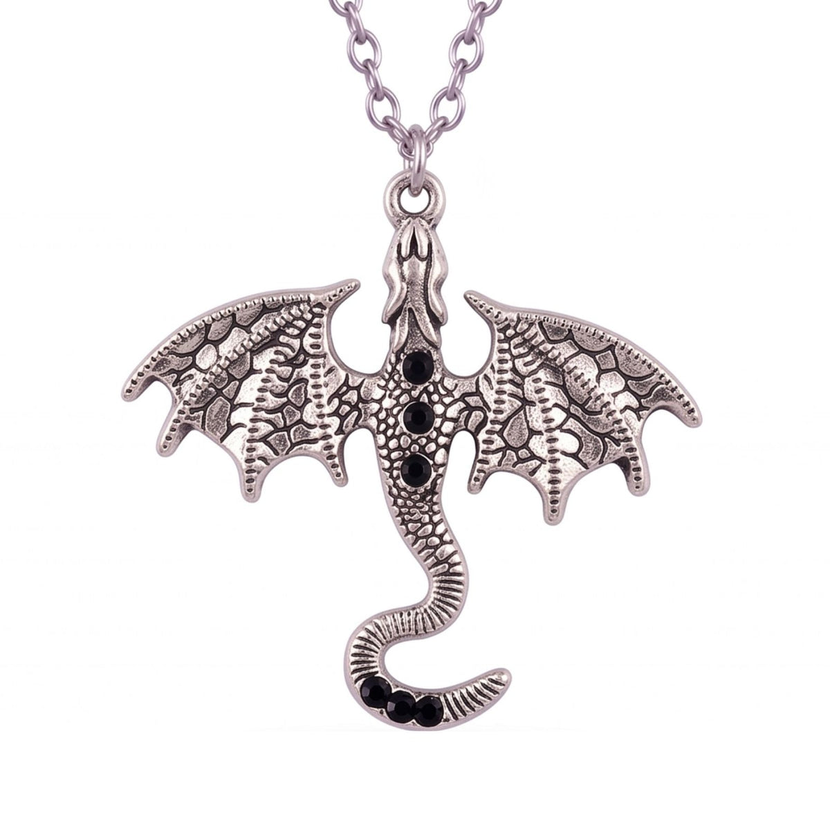 Collier dragon pour femme, en alliage de zinc argenté, avec cristal
