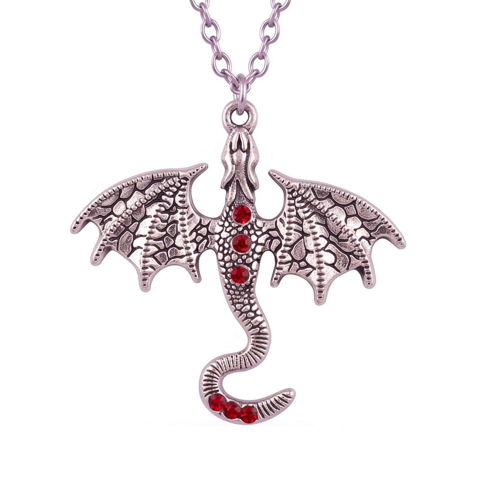 Collier dragon pour femme, en alliage de zinc argenté, avec cristal