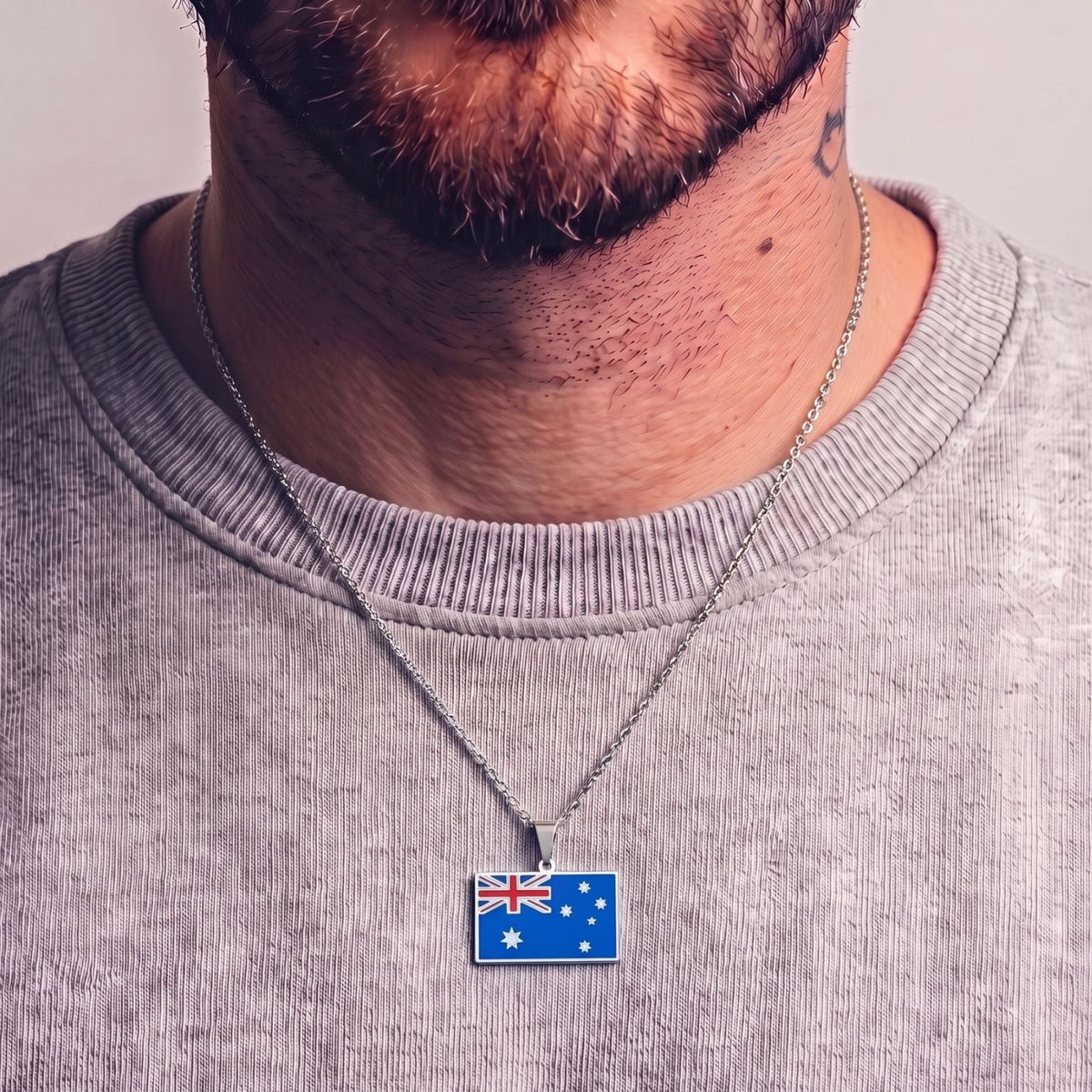 Collier drapeau d’Australie unisexe, en acier inoxydable, pendentif émaillé aux couleurs du drapeau australien