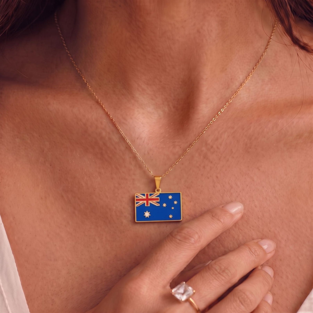 Collier drapeau d’Australie unisexe, en acier inoxydable, pendentif émaillé aux couleurs du drapeau australien