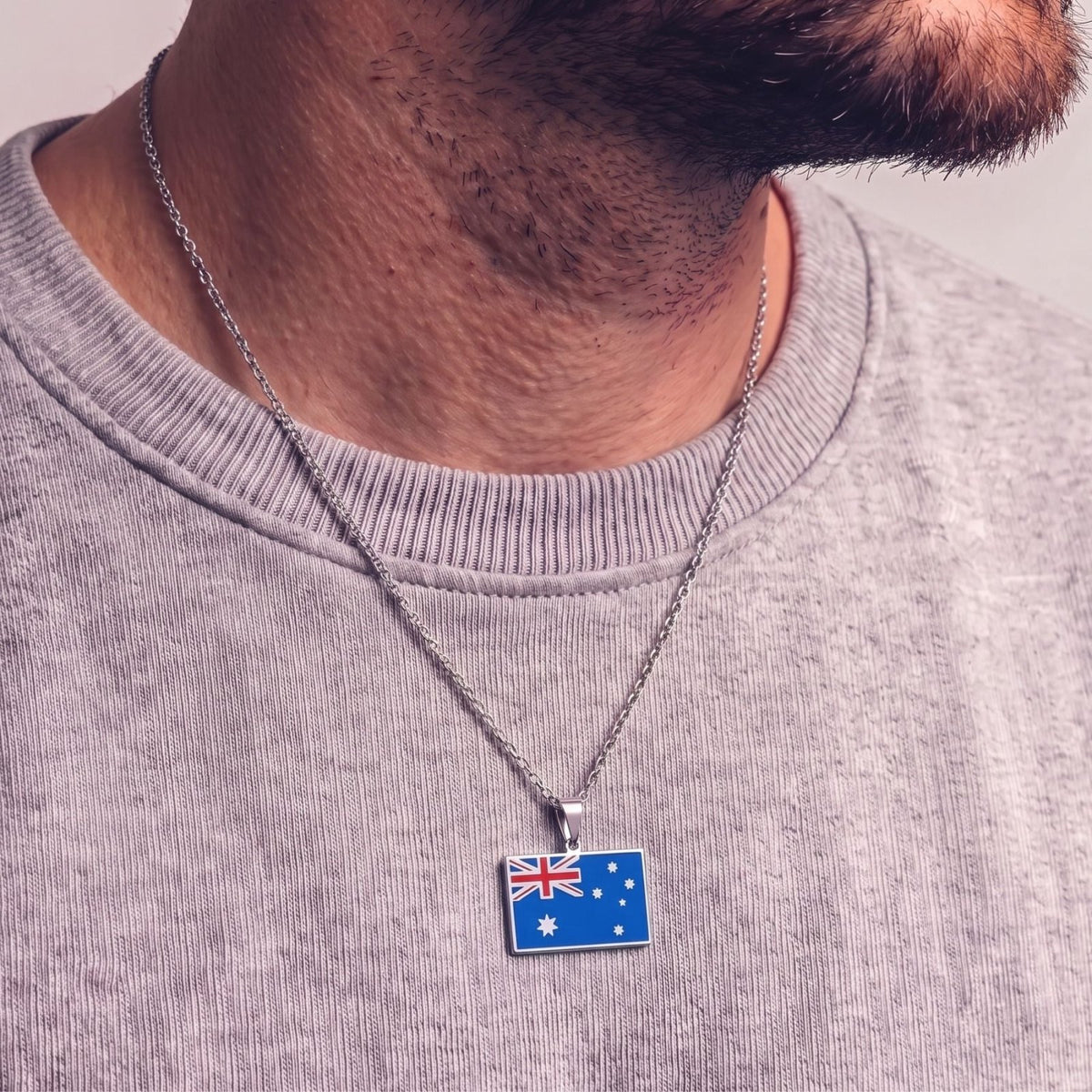 Collier drapeau d’Australie unisexe, en acier inoxydable, pendentif émaillé aux couleurs du drapeau australien
