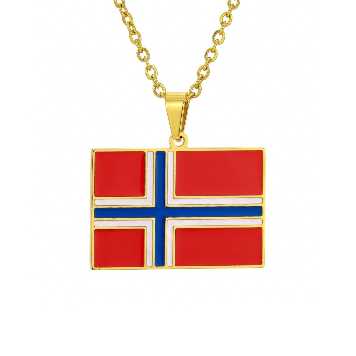 Collier drapeau de Norvège unisexe, en acier inoxydable, pendentif émaillé aux couleurs du drapeau norvégien