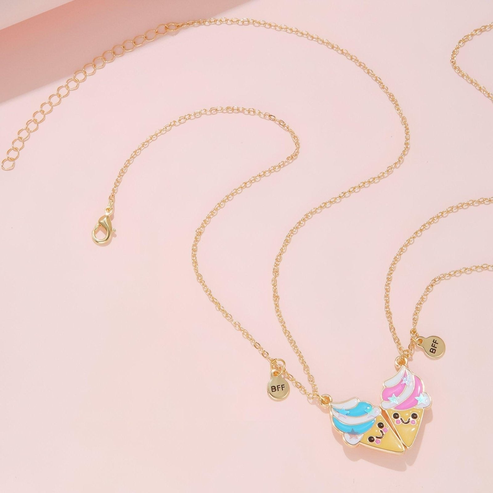 Collier duo meilleure amie, glace kawaii magnétique, en alliage et résine