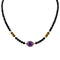 Collier élégant en pierres naturelles, onyx, améthyste et œil de tigre, style bohème chic