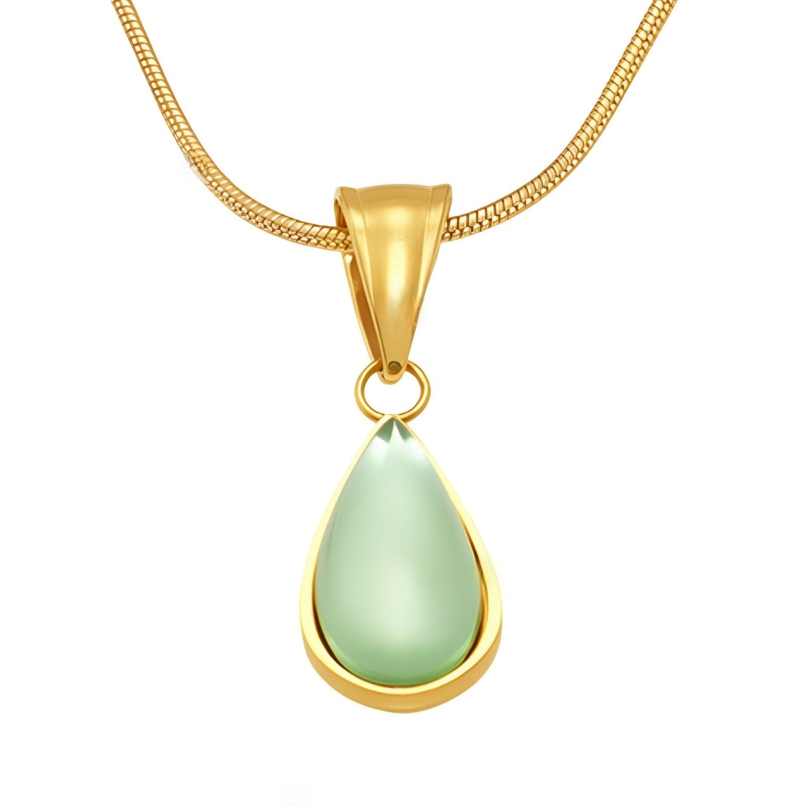 Collier élégant pour femme, pendentif goutte d'eau en verre teinté, chaîne serpent en acier inoxydable