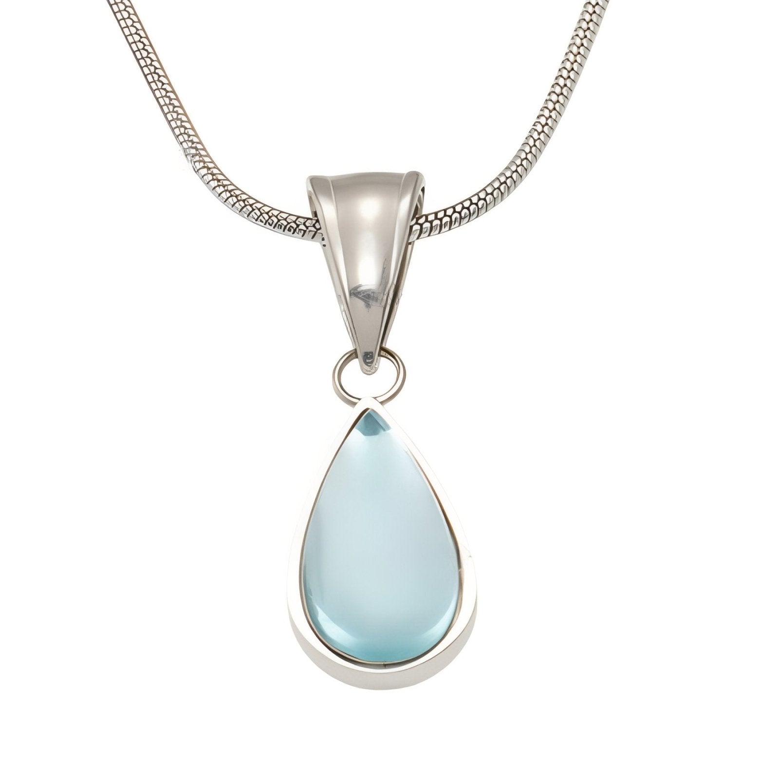 Collier élégant pour femme, pendentif goutte d'eau en verre teinté, chaîne serpent en acier inoxydable