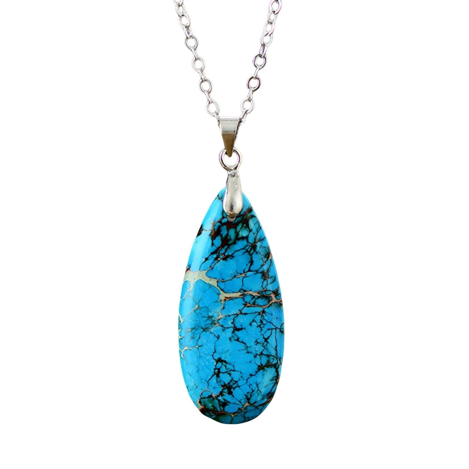 Collier élégant pour femme, pendentif goutte en pierre naturelle turquoise, chaîne or ou argent