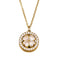 Collier élégant pour femme, pendentif rond orné d'une fleur, en zircon et acier inoxydable