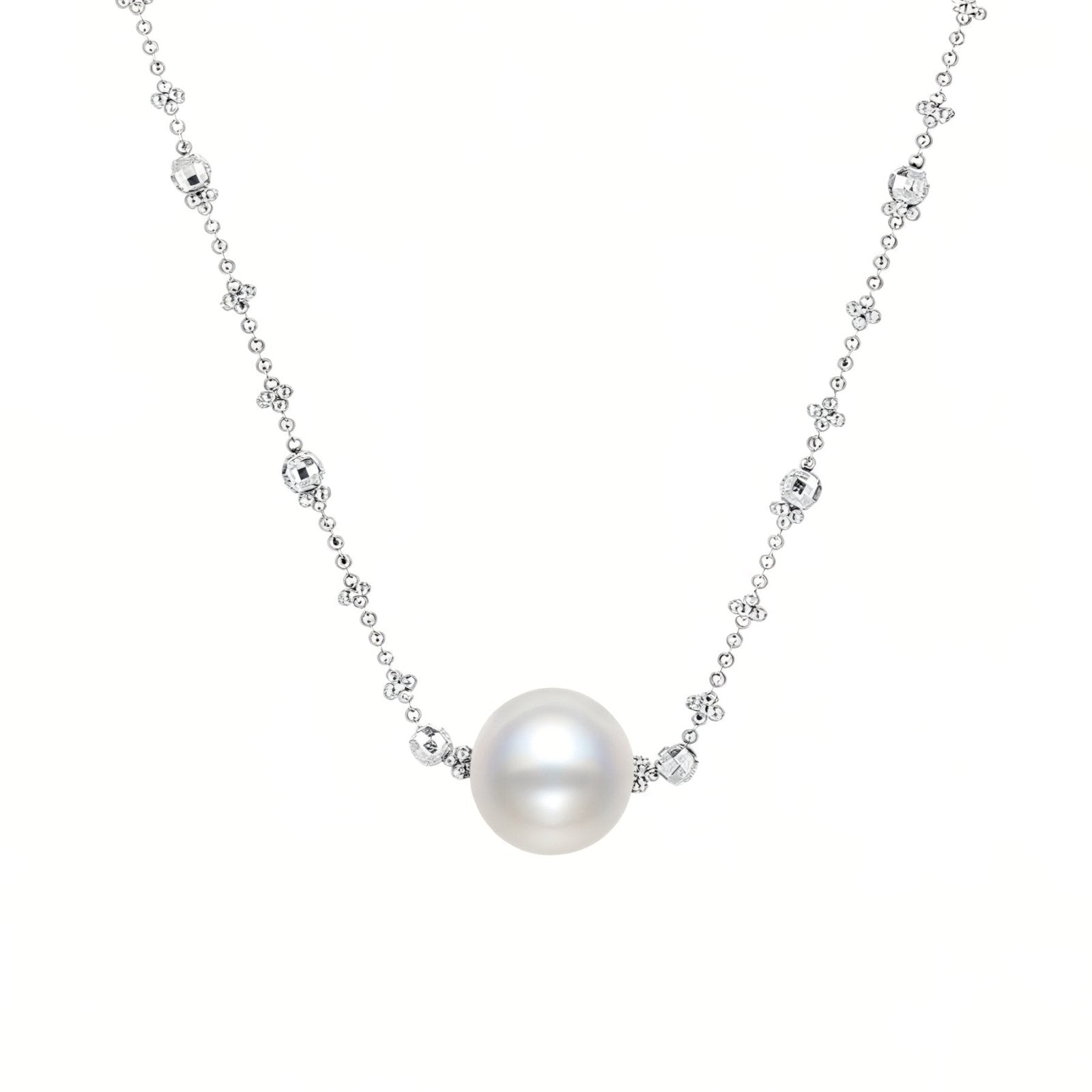Collier en argent 925, perle centrale brillante, bijou fin et raffiné, modèle Daisy