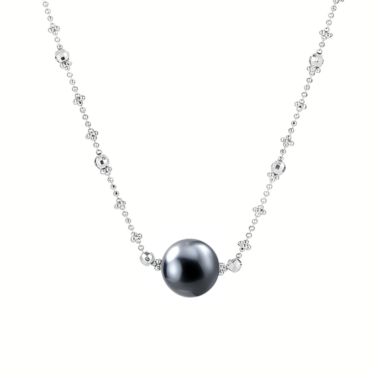 Collier en argent 925, perle centrale brillante, bijou fin et raffiné, modèle Daisy