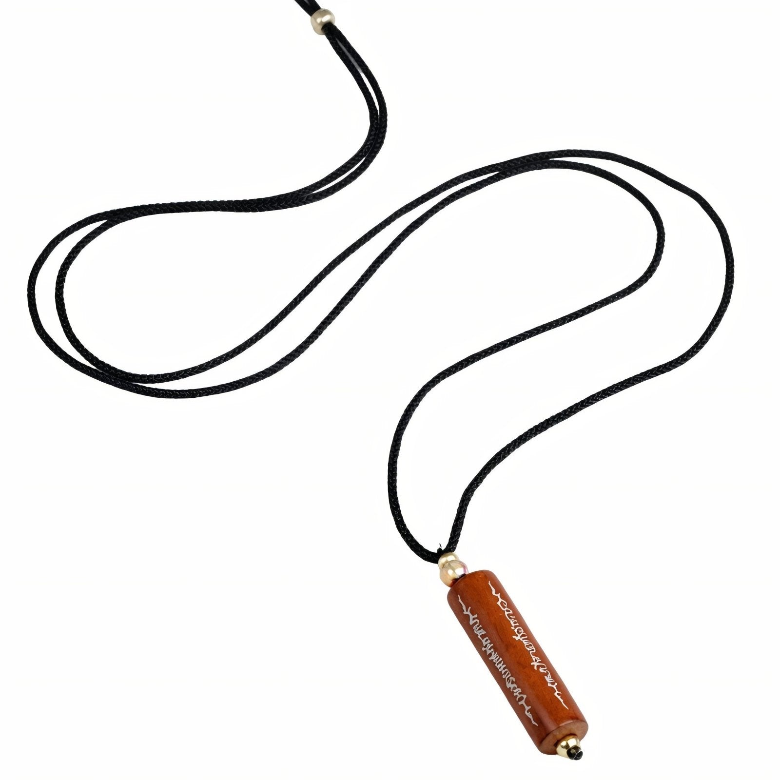 Collier en bois de jujubier naturel, avec pendentif cylindrique à cinq versets bibliques, style bohème