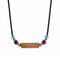 Collier en bois de jujubier naturel, avec pendentif cylindrique à cinq versets bibliques, style bohème