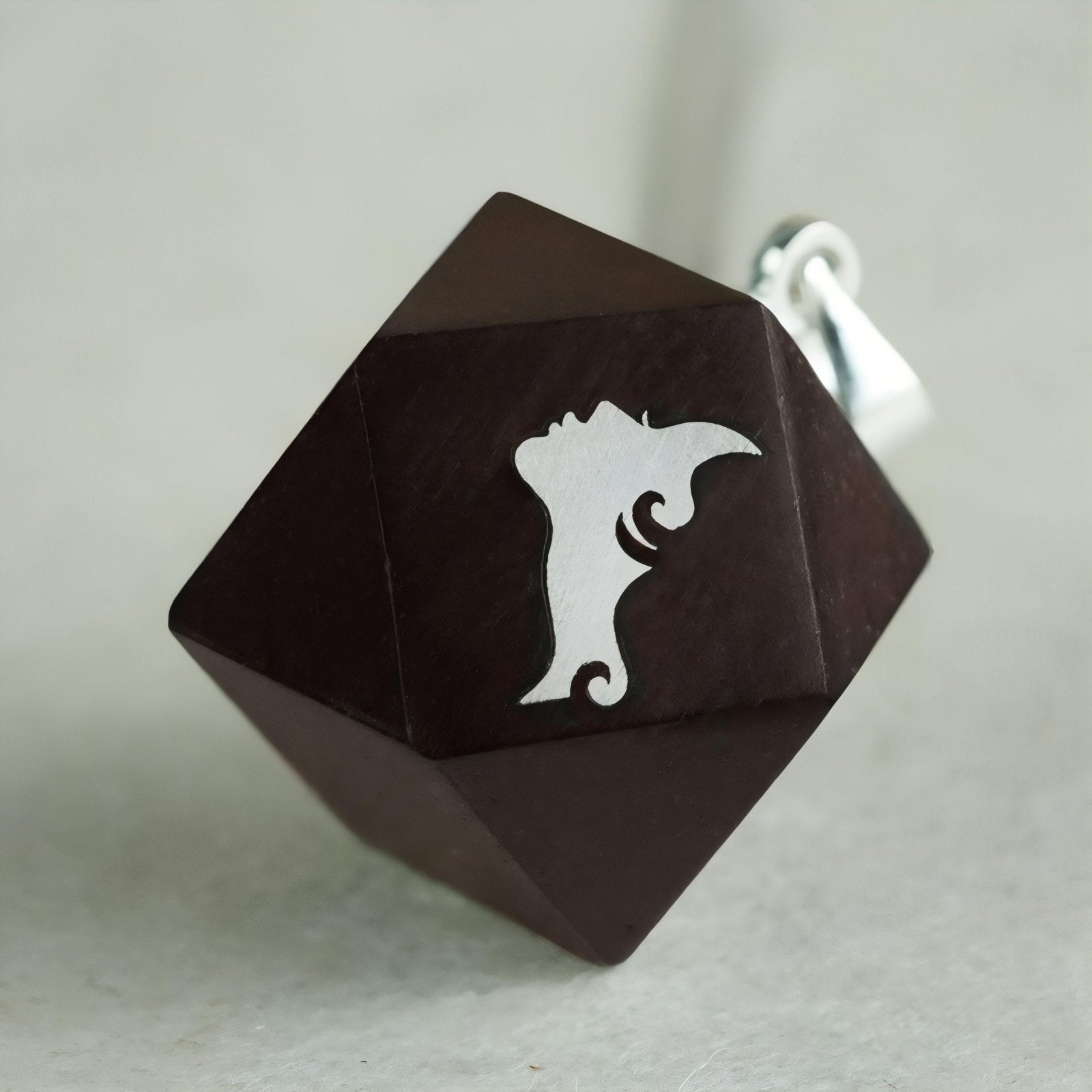 Collier en bois de santal et argent 925, avec pendentif géométrique fleur de lotus