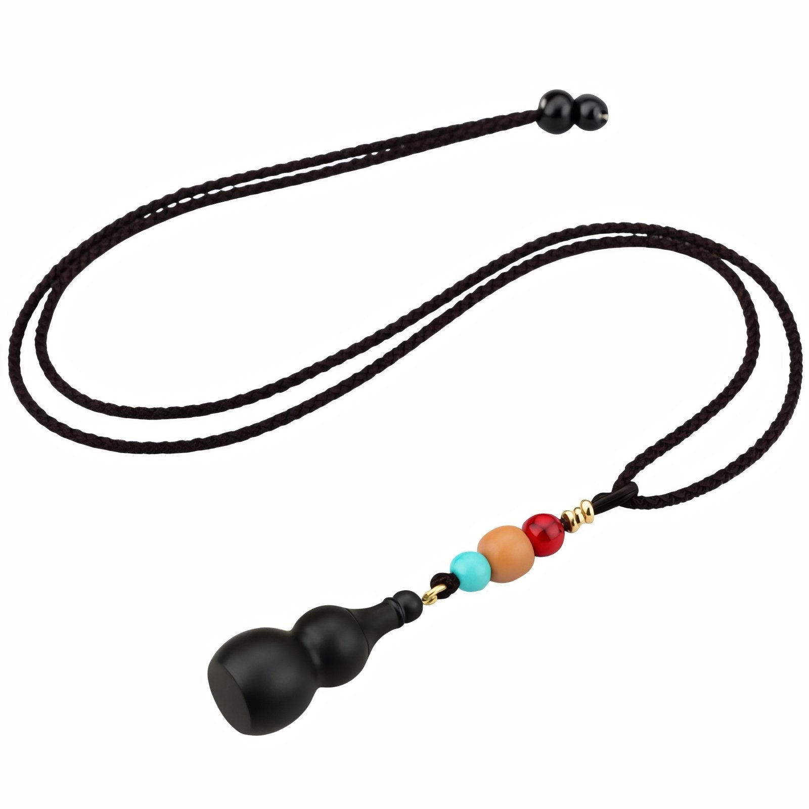 Collier en bois de santal naturel, avec pendentif gourde Wu Lou, cordon ajustable